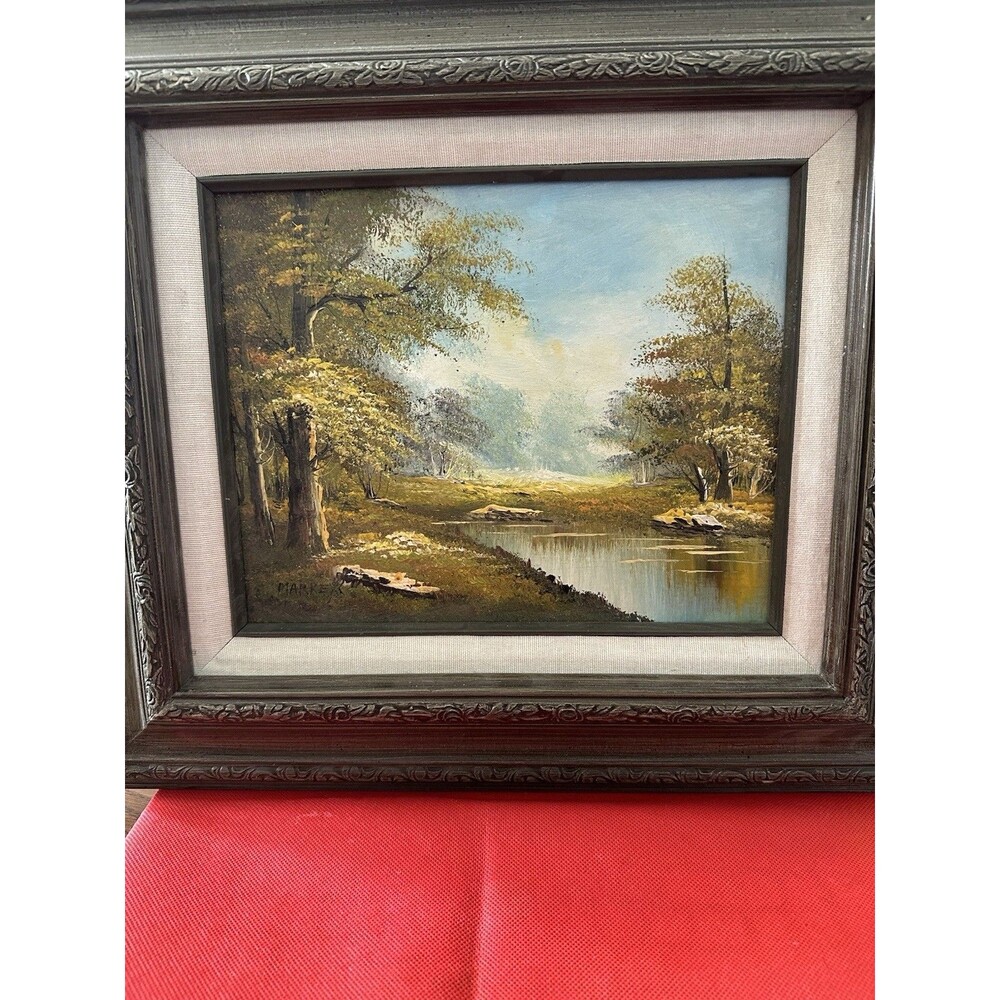 Landscape Scene Framed 17x15  inches Framed Oil on Canvas Signed Markey